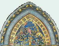 Portál ze sakristie s bibl. motivem "Lišky na vinici"